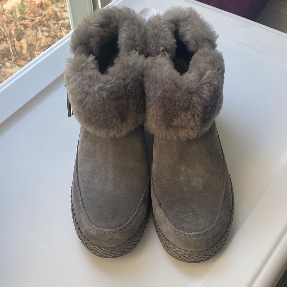 UGG Women's Gray Fur-Lined Winter Boots
